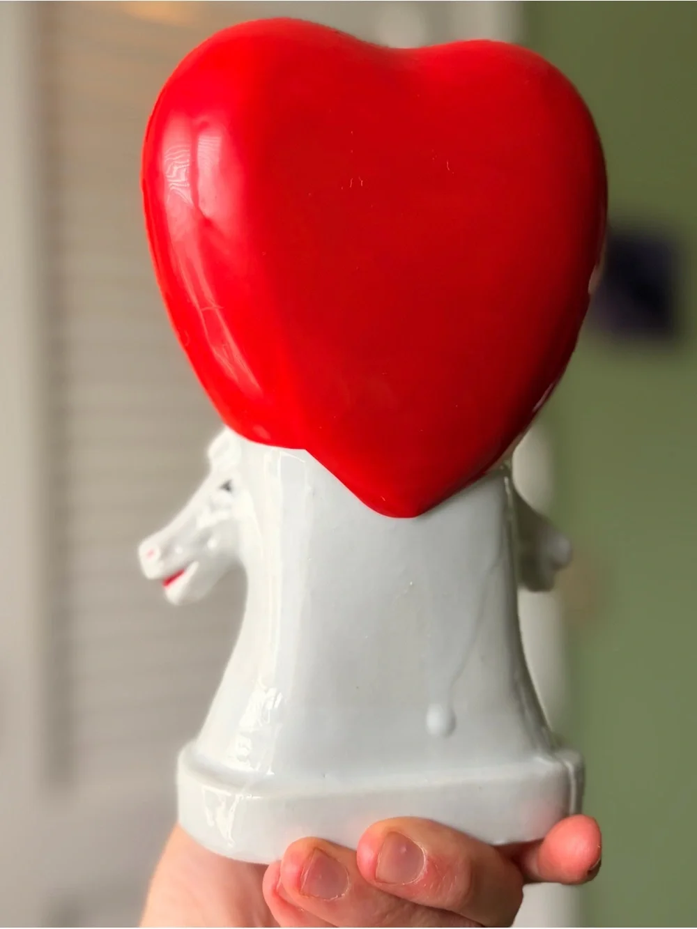White & Red 'Love' Heart Horse Sculpture - Decorative Home Art Vase